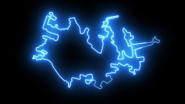 map of Horlivka in ukraine with glowing neon effect