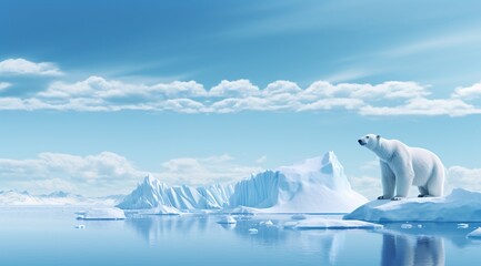 a polar bear standing on an iceberg - obrazy, fototapety, plakaty