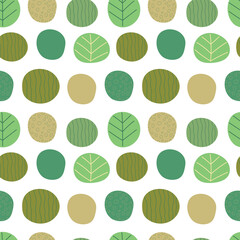 Spring seamless pattern. Abstract green leaves. Vector isolated. For packaging, clothing, case, cover
