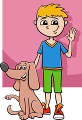 cartoon boy character with his pet dog