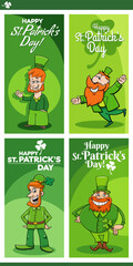 Saint Patrick Day designs set with cartoon Leprechauns