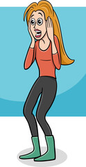 cartoon surprised young woman or girl comic character