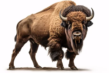 Zelfklevend Fotobehang a bison with horns standing on sand © Veaceslav