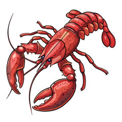 a drawing of a lobster with a red crab on the front