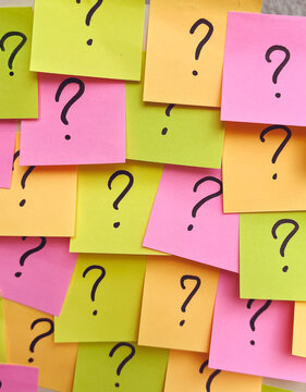 Colorful Sticky notes with questions 
