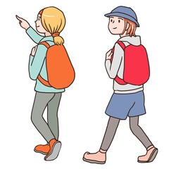 ハイキングを楽しむ2人女子