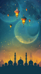 Happy eid ul fitr islamic background social media poster design