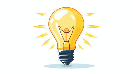 A simple flat icon of a lightbulb with rays