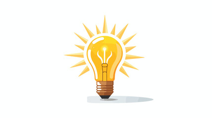 A simple flat icon of a lightbulb with rays