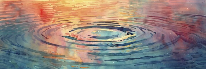 Ripples in a pastel watercolor pond signify equal opportunities spreading outward, showcasing their impact from various points.