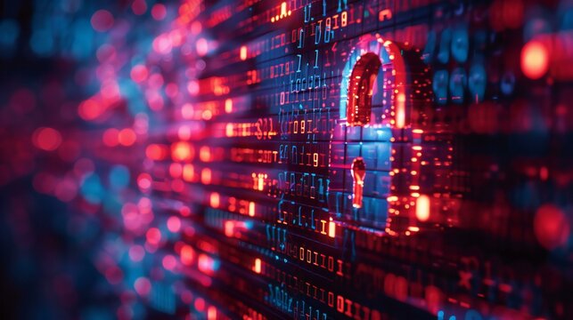 digital padlock and secure code encryption visual, illustrating the concept of strong cybersecurity measures