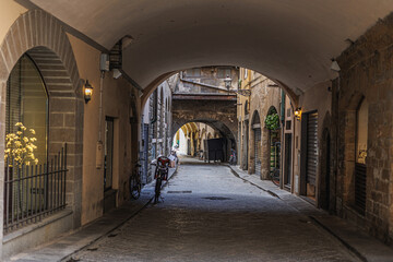 Pedestrian Tunnel on a Narrow City Street in Italy