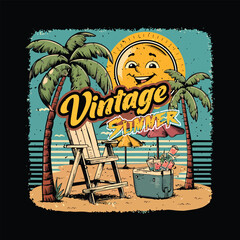 Vintage summer t shirt design. summer beach design, summer, beach, surfing, summer design for apparel
