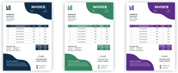 Abstract modern colorful business invoice template