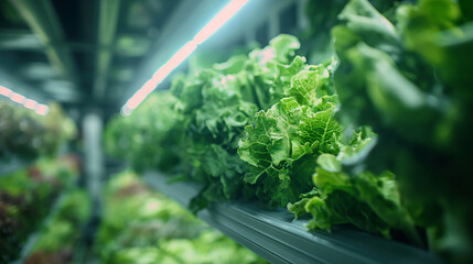 Futuristic indoor farm with rows of vibrant vegetables, epitomizing the pinnacle of food vegetable agriculture. Concept vegetable agriculture