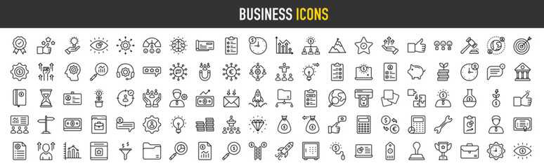 Business outline icon set. Vector icons illustration collection