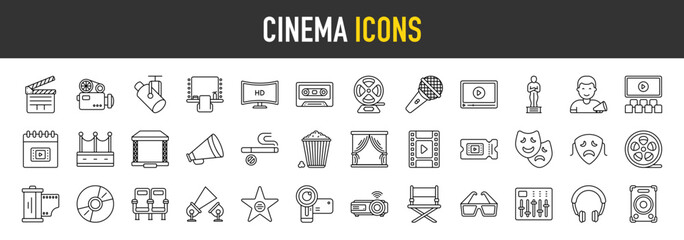 Cinema outline icon set. Vector icons illustration collection