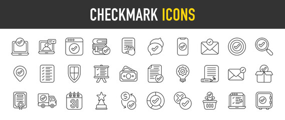 Fototapeta na wymiar Checkmark outline icon set. Vector icons illustration collection