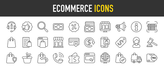 Ecommerce outline icon set. Vector icons illustration collection