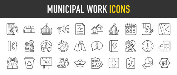 Municipal Work outline icon set. Vector icons illustration collection.