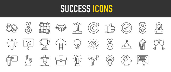 Fototapeta na wymiar Success outline icon set. Vector icons illustration collection.