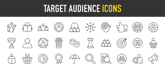 Target Audience outline icon set. Vector icons illustration collection.
