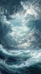 Surreal Sky and Ocean Mental Health Concept