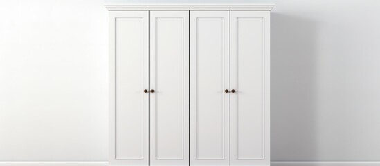 White Two-Door Wardrobe on White Studio Background 