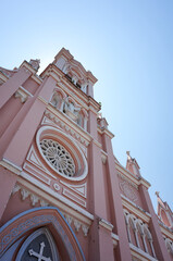 Famous pink building Danang Cathedral.

