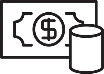 Dollar Coins and Bank Icon