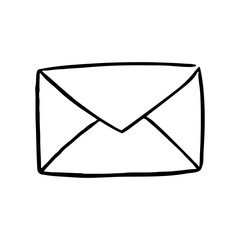 Closed envelope outline doodle symbol. Hand drawn letter. Retro post office element