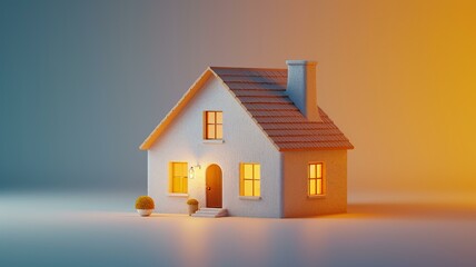 cf0 minimal clay model of a house showing the energy efficiency of the insulation, energy, heating, 3d icon, clay icon, render, smooth surface, AI Generative