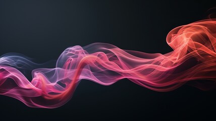 Silky tendrils of red smoke floating weightlessly on a jet black infinity. ultra realistic photo, minimalistic, AI Generative - obrazy, fototapety, plakaty
