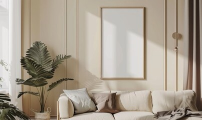 ISO A size poster installed in a modern living room with reflective glass and sophisticated interior design