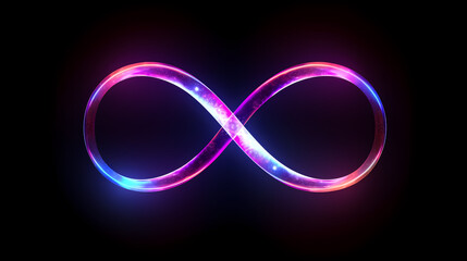 Infinity sign on bright neon background