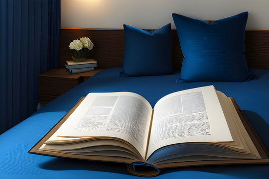 An open book on bed