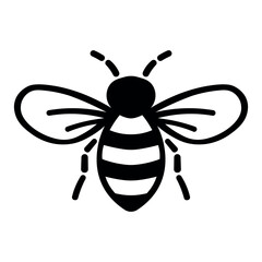 black vector bee icon on white background