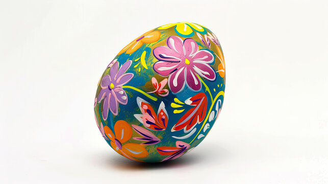 easter egg in the style of an embroidered ornament on white background