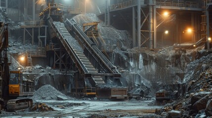 Fototapeta na wymiar Sifting Machine in Industrial Quarry: A Glimpse into the Rigorous Sorting Process of Rocks and Minerals