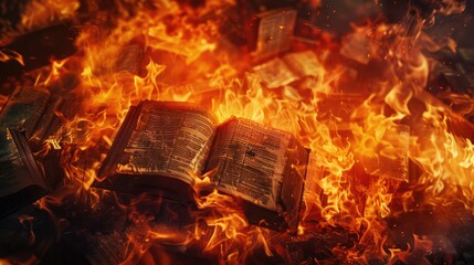 A Tale of Burning Scriptures and Binary Code - obrazy, fototapety, plakaty