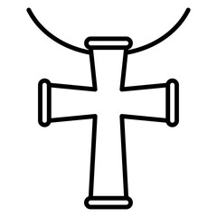 Cross Necklace Lineart Style