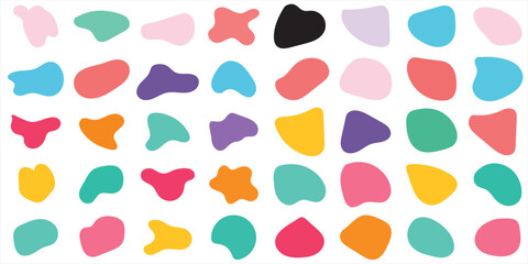 Set of 40 blob shapes. Collection of abstract vector stains for your design. Different drops in modern style. vector illustration set