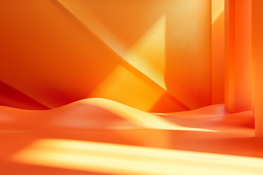 Abstract orange background with light and shadow. 3d rendering illustration