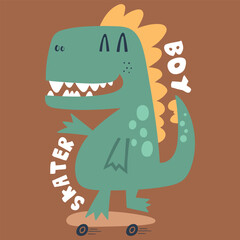 cartoon dinosaur vector illustration - obrazy, fototapety, plakaty