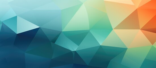Obraz premium Polygonal with rectangles in green, blue, and orange for business design. Geometric Origami-style background with gradient.