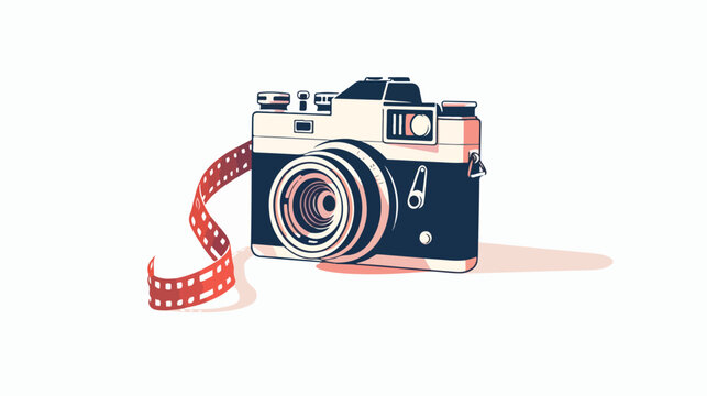 An elegant flat icon of a vintage camera