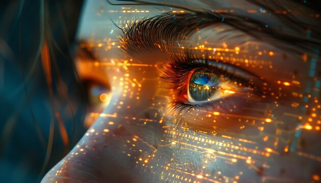 Visionary Insight, Peering into the Eyes of a Business Innovator, Illuminated by the Glow of Tomorrow's Screen