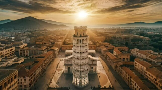 A city with a large tower 