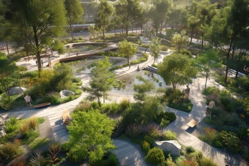 Fototapeta na wymiar A sustainable urban park that serves as a green oasis