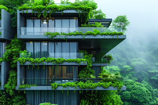 Office building with green environment,Eco friendly building